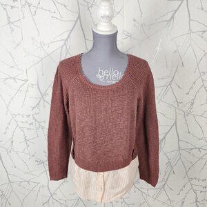 Moth Rust Red Cotton Knit Layered Sweater